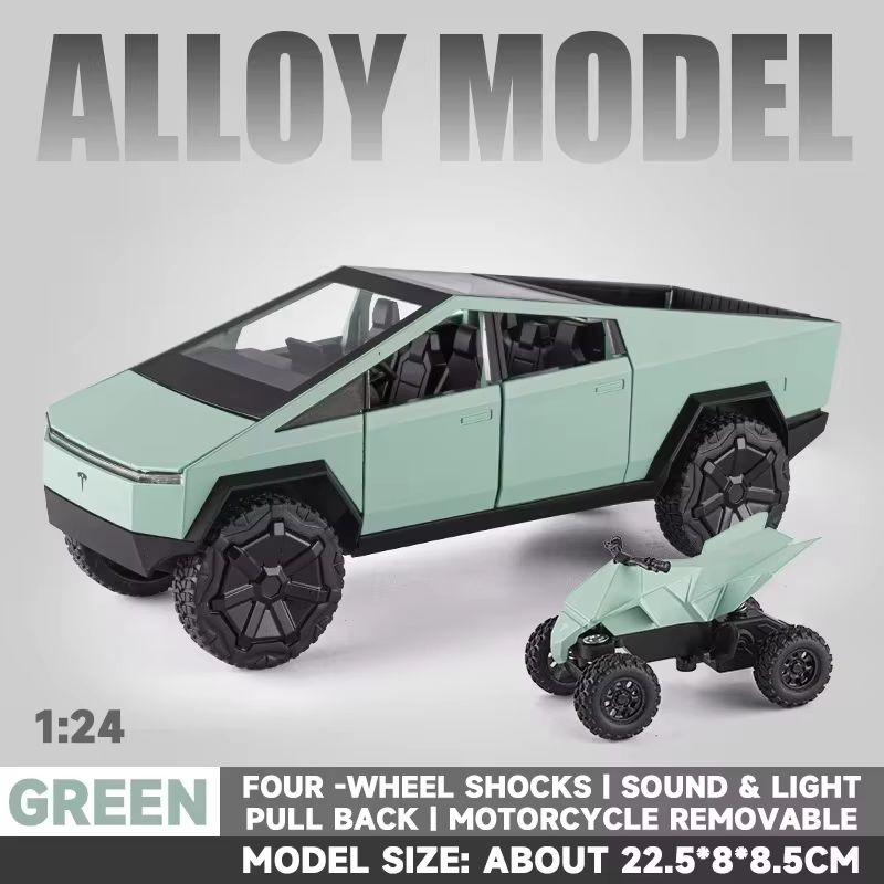 Tesla Cybertruck 1:24 Modello di Auto in Lega pressofusa Pick-up Suono Luci Porta Apribile Bagagliaio Collezionabile Regalo Compleanno Bambini Giocattolo