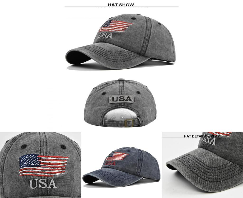 100% Cotton Retro Style American Baseball Cap With Curved Brim And Round Top
