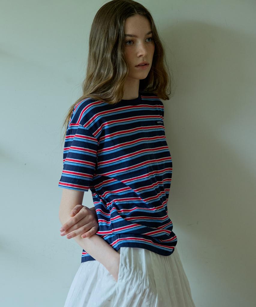 Opeundoeoseutyudio Stripe Half Top Navy