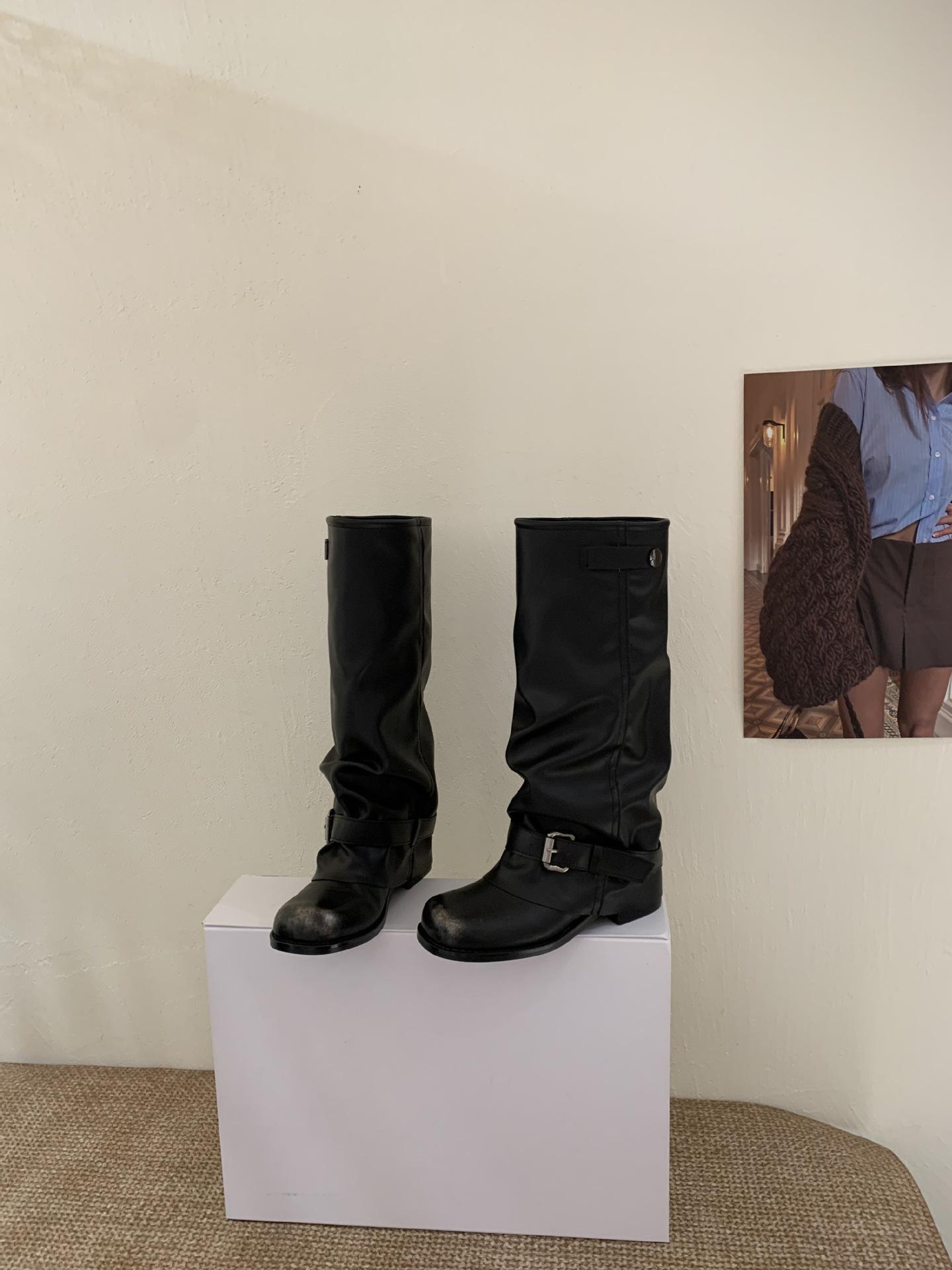 

8420-999~ Coarse Heel French Knee Boots Women s Boots New Tall Pants Boots Autumn/Winter 2025 39