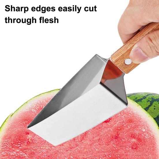 Triangle Watermelon Cutter, Stainless Steel Watermelon Slicer Cutter Tool with Wooden Handle And Blade Cover, Home Kitchen Gadget