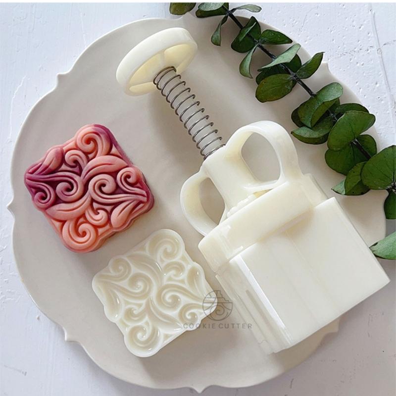 Square Vine Pattern Mooncake Press Mold Cookie Stamps Chinese MidAutumn Moon Cake Makers Decoration Tool for DIY Cookie
