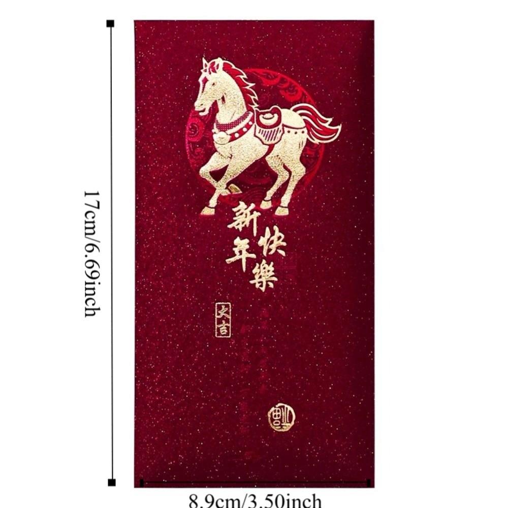 6Pcs Lucky Red Envelopes Gold Foil Design Chinese Style Cash Gift Envelopes New Year Blessing 2026 Luck Money Bag