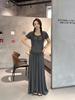 Spring & Summer Modal Tie-Up Round Neck Tee & Drawstring High Waist Long Skirt Set
