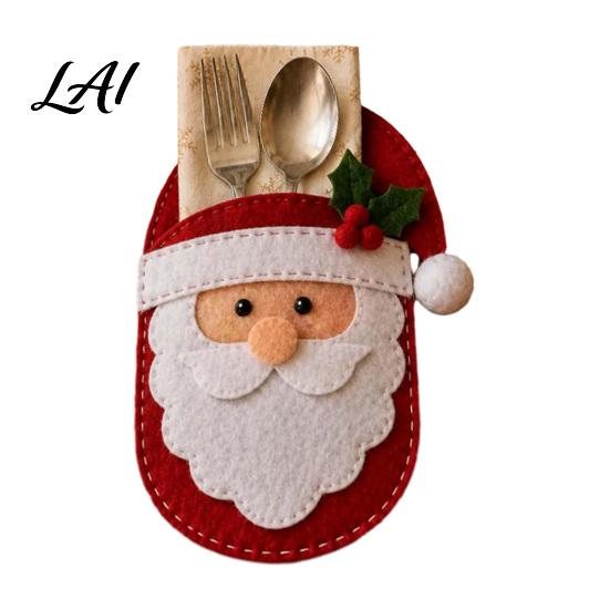 Christmas Table Decoration Felt Cutlery Holder DIY Kit Holiday Flatware Pouch Craft Festival Dinner Accessory Set Handmade Utensil Sleeve for Table,