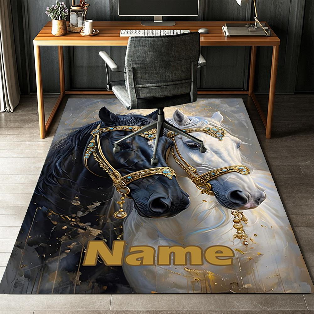 Custom Name Horse Printed Carpet,Rug for Office Chair Living Room Bedroom Kitchen Room Decor Gifts.
