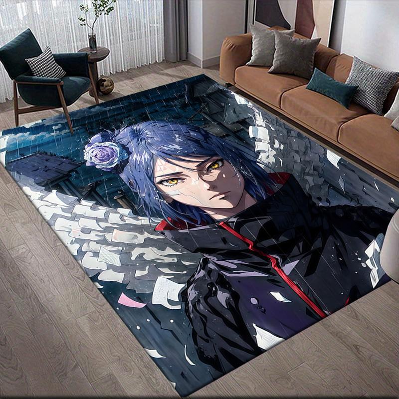Konan Akatsuki Robe Flannel Pattern Square Carpet,Area Rug,Carpet Rug for Living Room Bedroom Sofa Playroom Decor,Non-slip Floor Mat