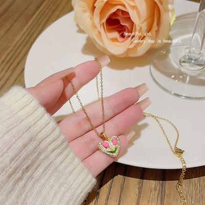Luxury Love Pendant Niche Design Necklace Joker Simple Flower Clavicle Necklace Jewelry Woman