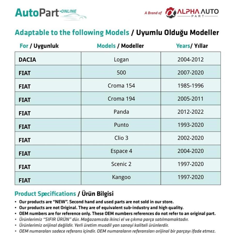 Hood Clip for Fiat Panda, Punto, Clio 3