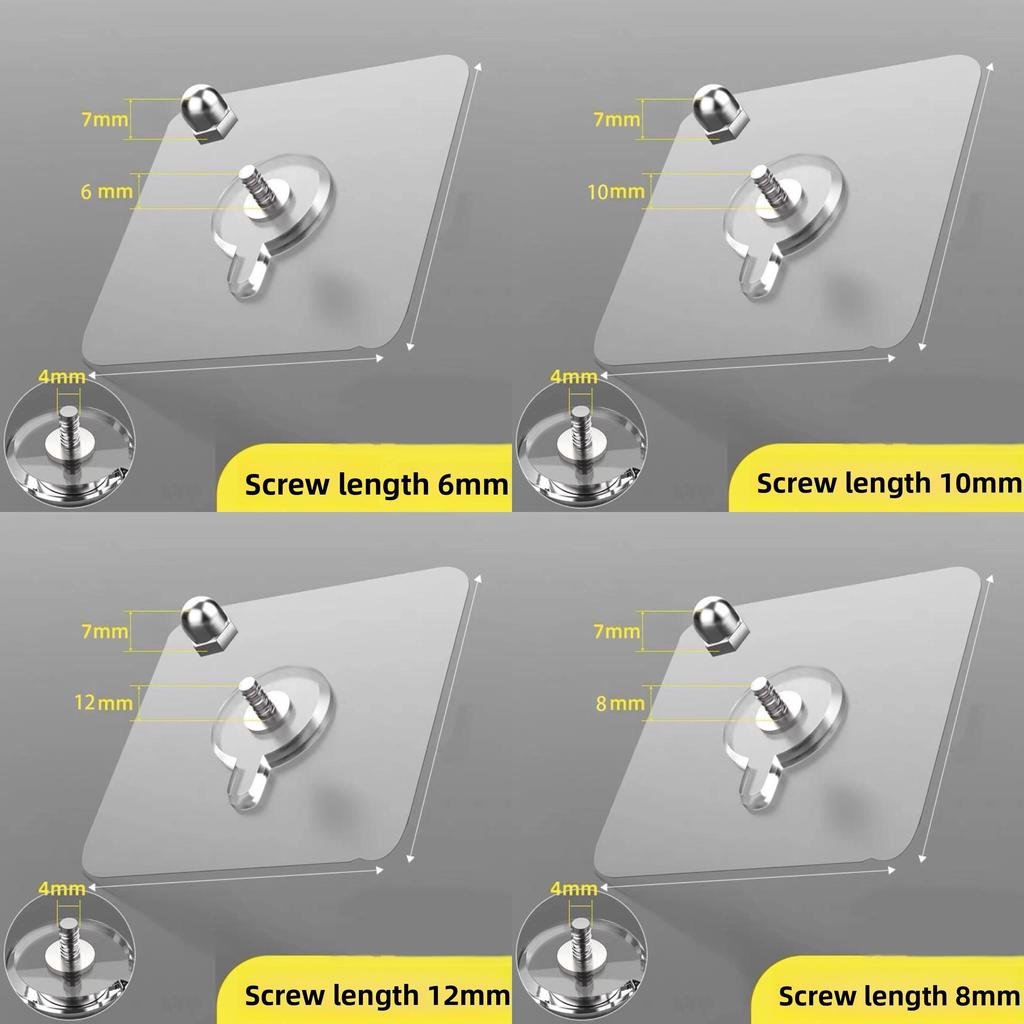 Wall Hooks Adhesive Mounting Acrylic Nodrill Strong Hold For Home Organization