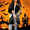 Women's Casual Halloween Print Mid-Length Cardigan Coat