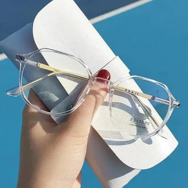 Polygonal Finished Myopia Glasses Anti-blue Light Fashion Eyeglasses Women Diopter 0 -1.0 To -6.0 Lentes Opticos Para Mujer