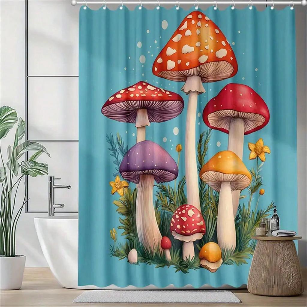 Enchanted Mushroom Shower Curtain: Embrace the Whimsical Design, Soft Fabric, and Magical Vibes for Your Cozy Bathroom