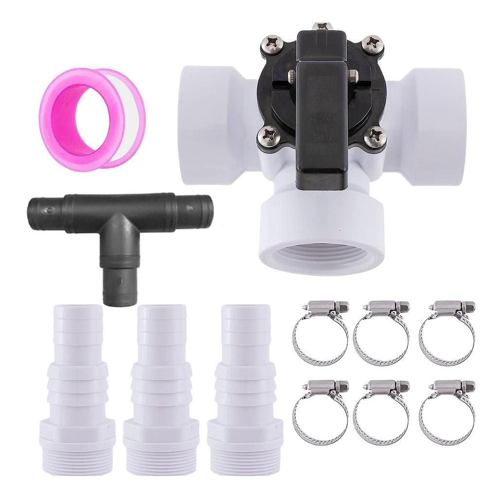 12pc Sand Filter Accessories With 3 Way Pool Bypass Valves ABS Adapters And 6 Metal Clamps Suitable For Pool Maintenance