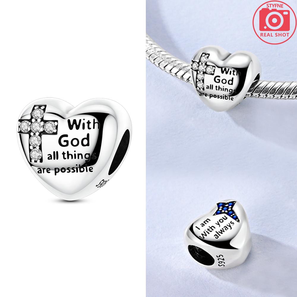 Original Copper Jesus Birth Pendant Cross Prayer Hand Heart Charms Beads Fit Bracelet Fine Gift Jewelry Women Diy Making