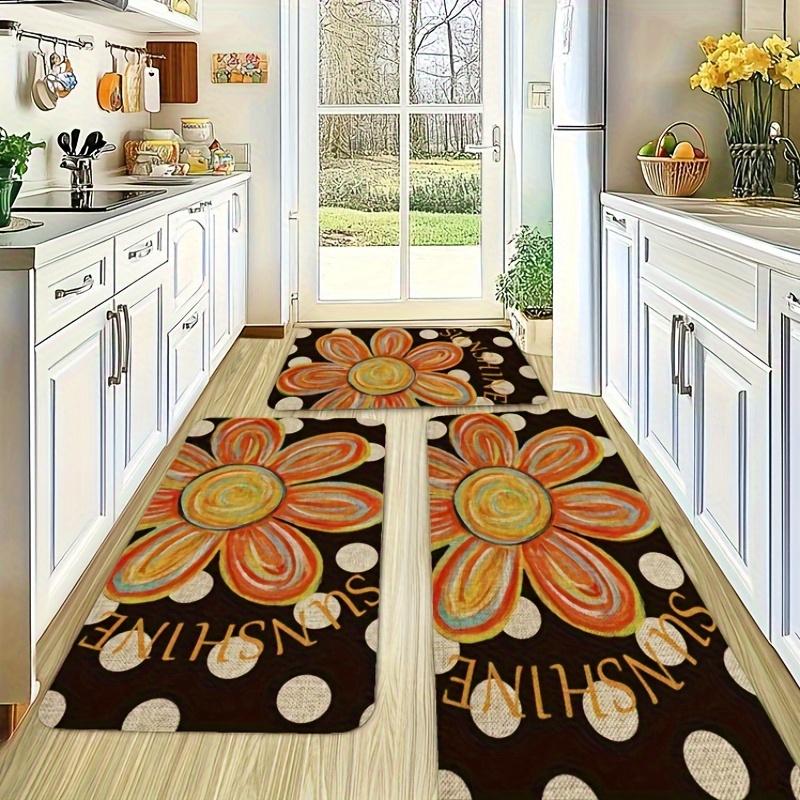 

1Pcs Sunshine Flower Pattern Floor Mat Modern Kitchen polyester Rug Non-Slip Colorful Indoor Carpet, For Home Bathroom Bedroom Living Room Decor 40*60cm