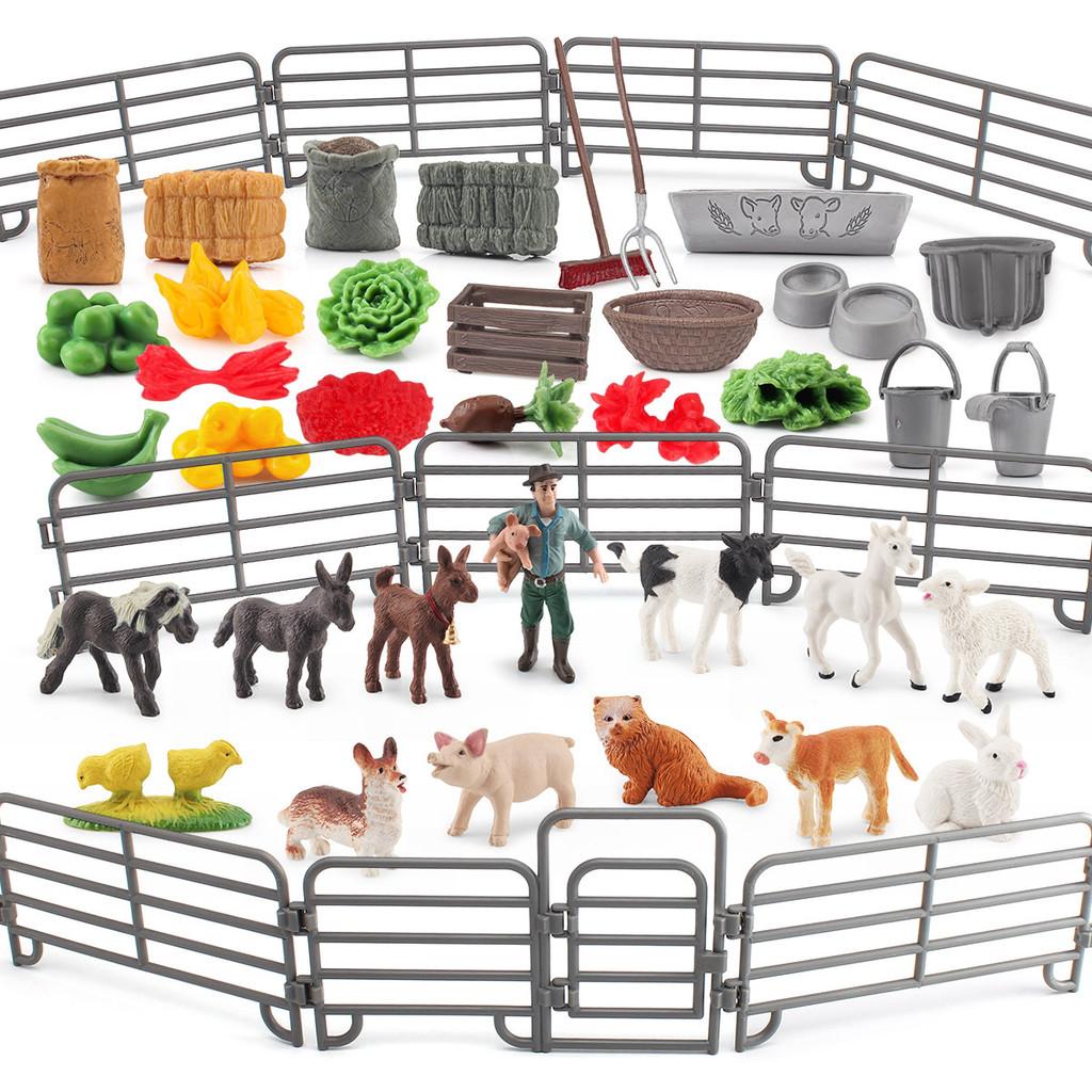 Farm Scene Animal Models Set Pvc Farm Animal And Vegetables Figure Toy For Kids Play And Decoration