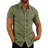 Sommer Schlitz Kurzarm Gestreiftes Hemd Männer Plus Größe Casual Kleidung Herren Revers Button Up Tasche Lose Hemden