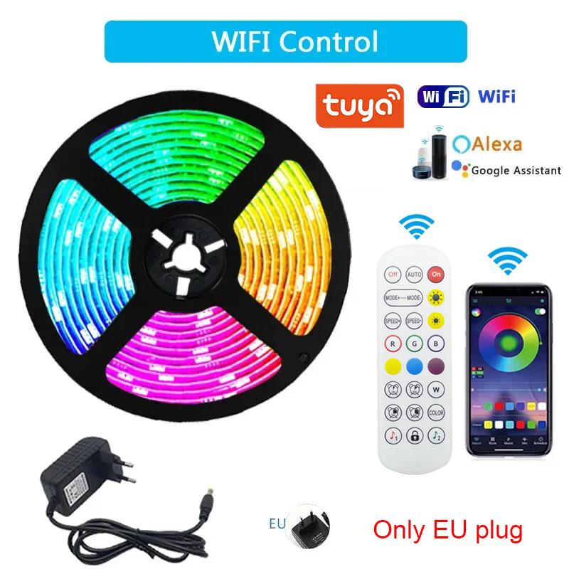 RGB LED Strip Light Tuya WiFi Control LED Light DC 12V 5050 Music Sync Color Change Ribbon Lamp Tape Room Decoration Lighting