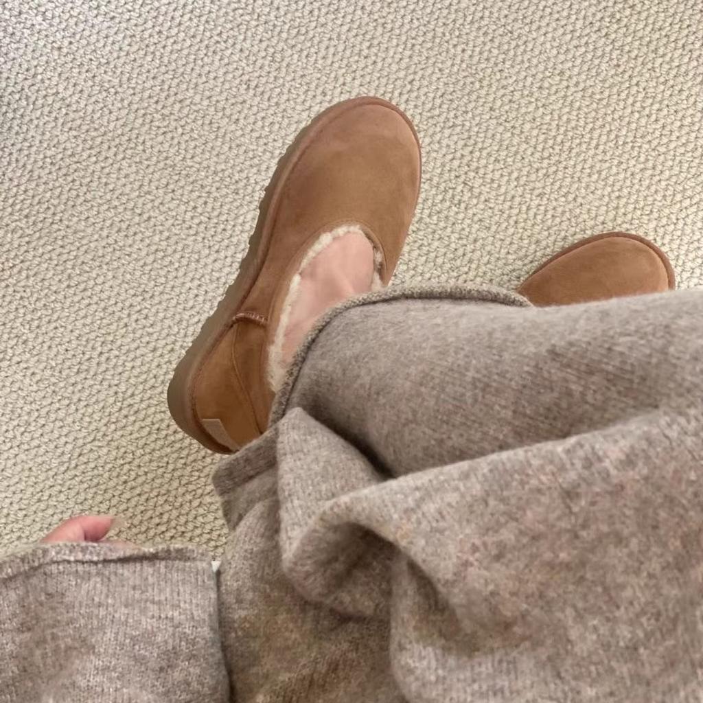 Xiaohongshu Explosion! Fur Integrated Thick-soled Snow Boots Women's 2025 Winter New One-pedal Lazy Shoes Nun Shoes