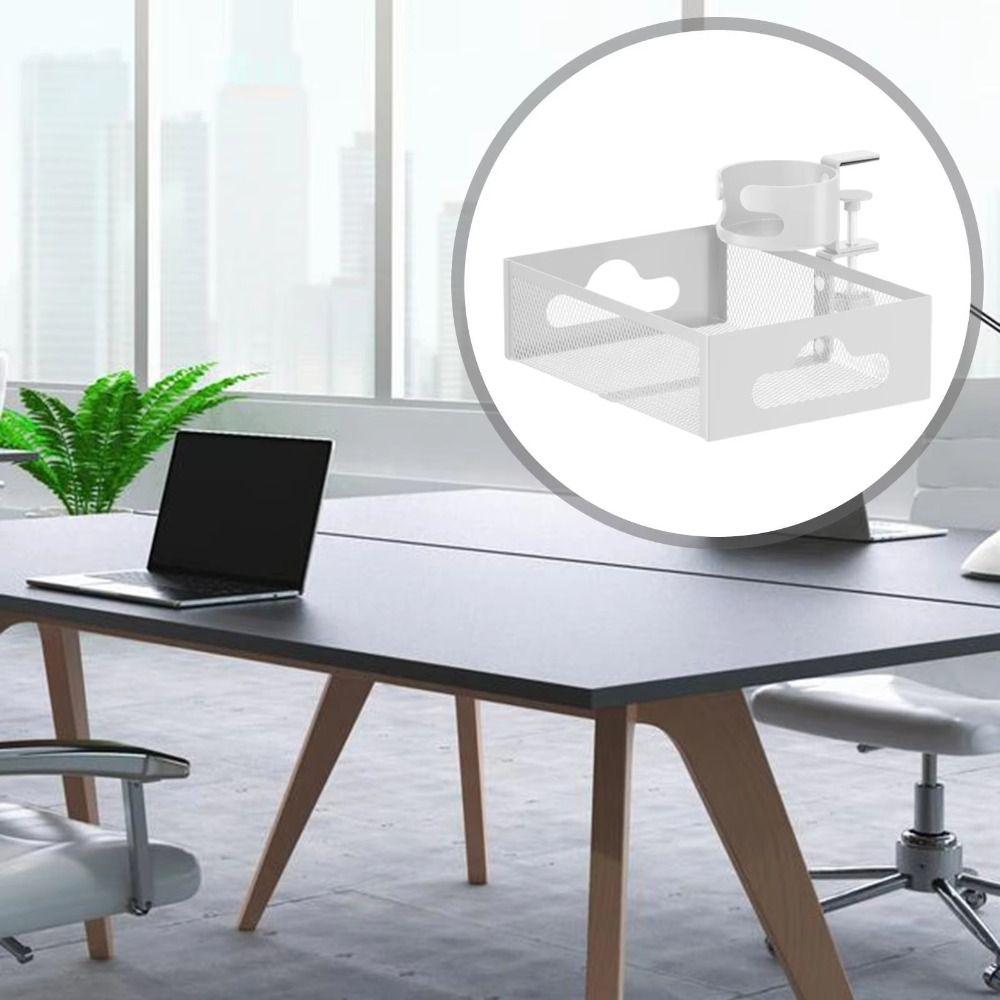 No Drill Under Desk Storage Rack 360 Degree Rotating Under Desk Organizer Desk Accessories