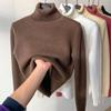 Maglione invernale da donna con collo alto, elegante pullover lavorato a maglia femminile caldo e spesso, maglione di maglieria di base allentato