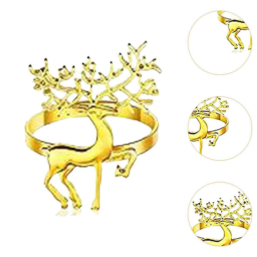 6x Christmas Deer Napkin Rings Metal Tableware Ornaments Reindeer Napkin Holders for Wedding Festival Xmas Dinner Table Kitchen