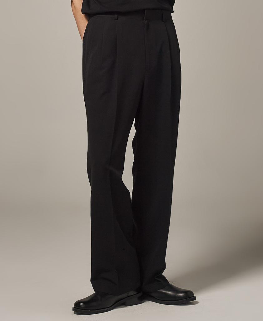 TRADCLUB Double-Pleat Wide Slacks