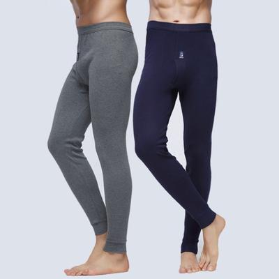 Men Pants Elastic Waist Thermal Insulation Long Johns Solid Color Travel Work School Bottoming Trousers Pajamas Trousers
