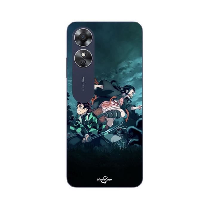 Coque - Maniacase - Oppo A17 - Souple - Noir - Demon Slayer