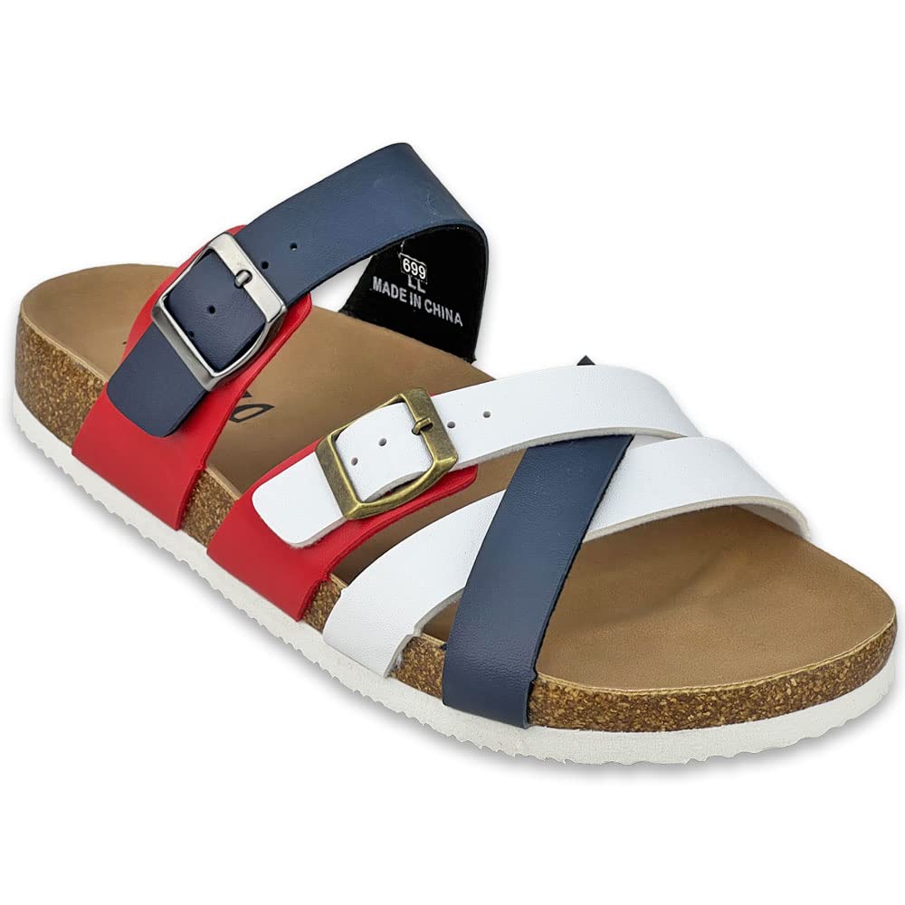Dect Clog Comfort Sandals with Thick Stylish Men's Sandals, Footbed, Lightweight, Cushioned, Sole, (Tricolor, L)