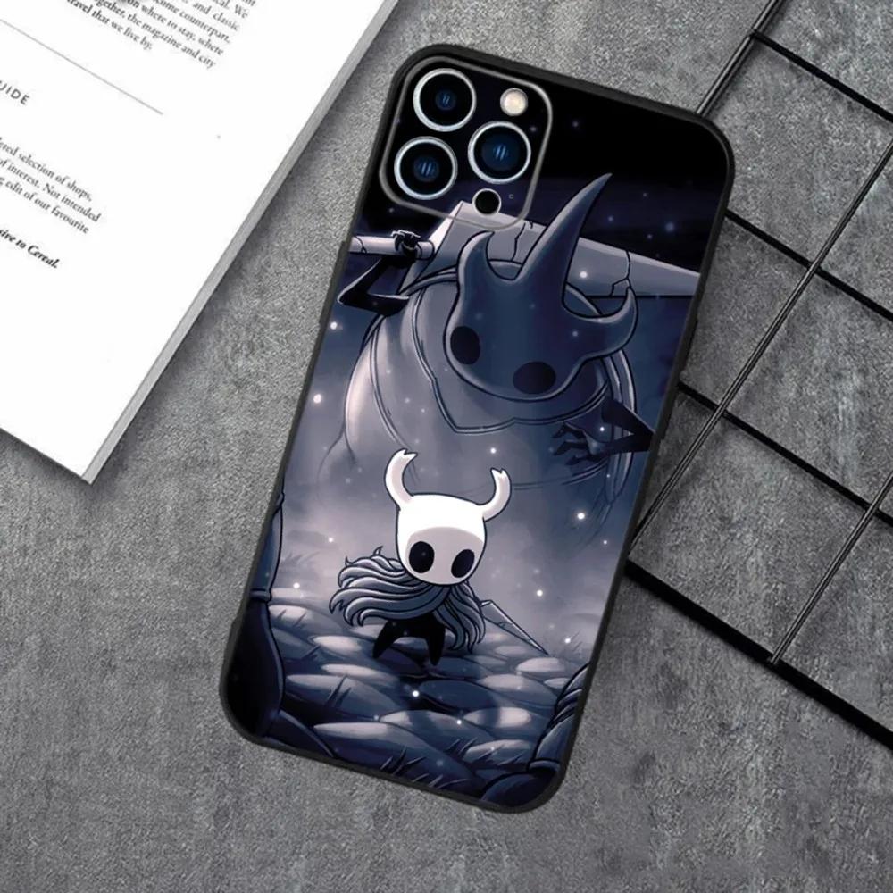 H-Hollow Knight Phone Case For Apple iPhone 15,14,13,12,11,XS,XR,X,8,7,Pro,Max,Plus,mini Silicone Black Cover