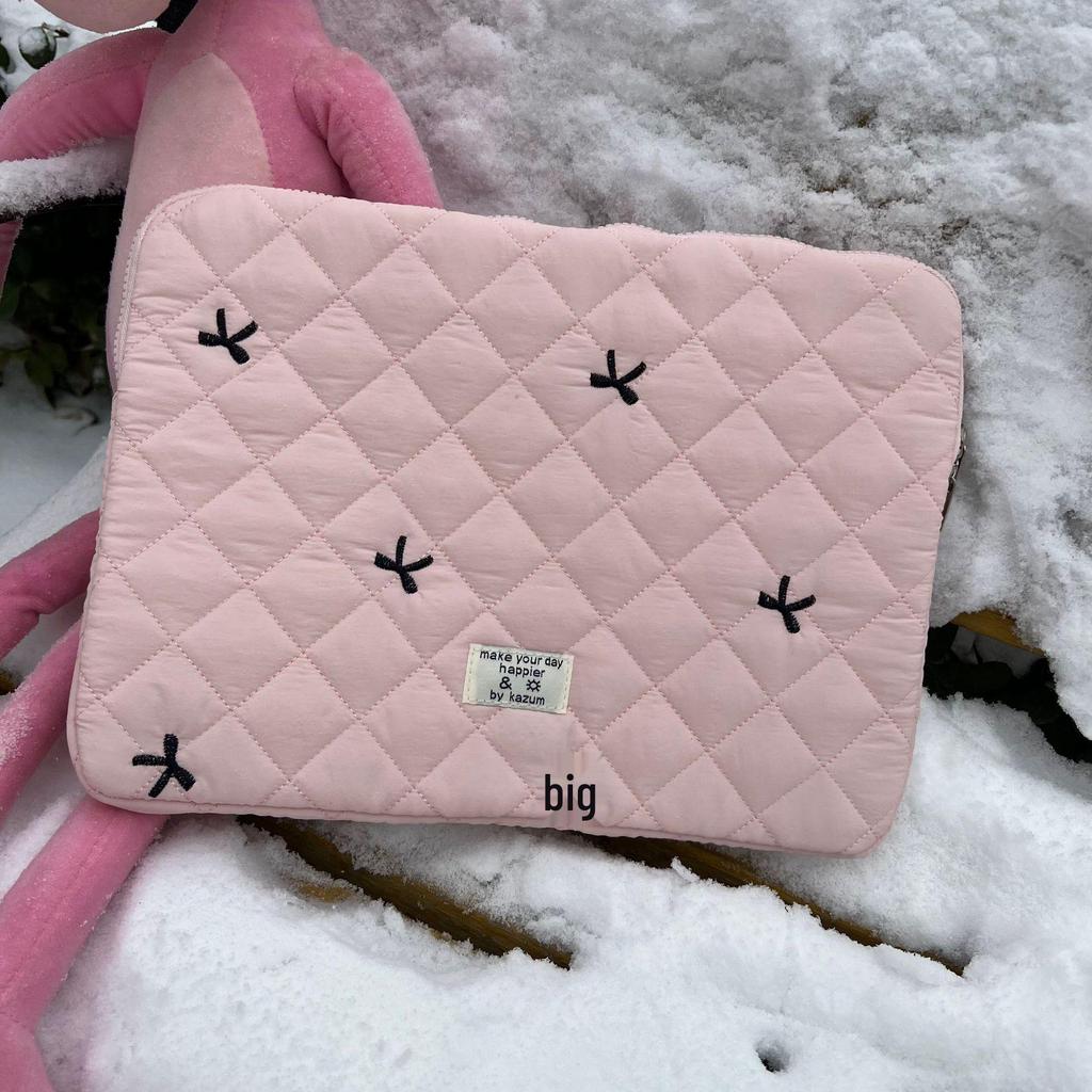 Korean Ins Style Cute Diamond Embroidery Bow Notebook Storage Bag (11/13/15 Inch)