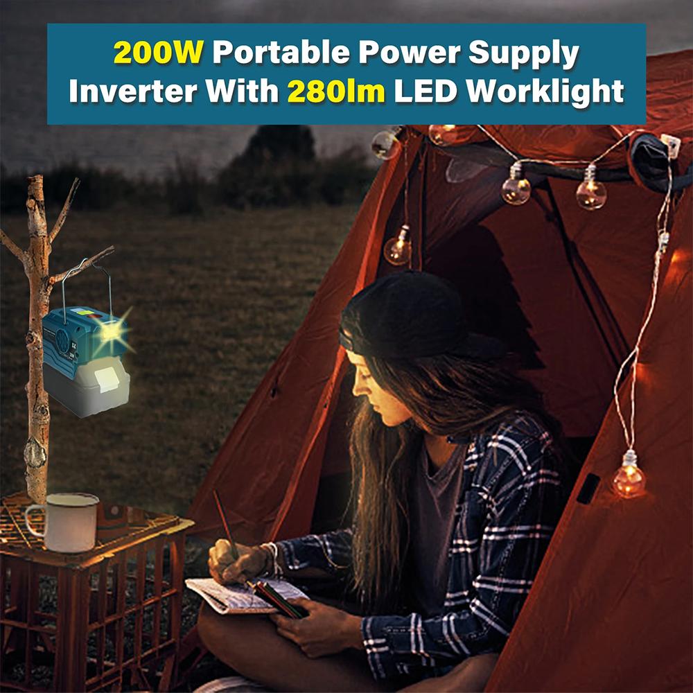 New Upgrade Portable Power Inverter 120-220V Outdoor Mobile Lithium Battery Inverter For Makita/DeWalt/ 18V 20V Battery