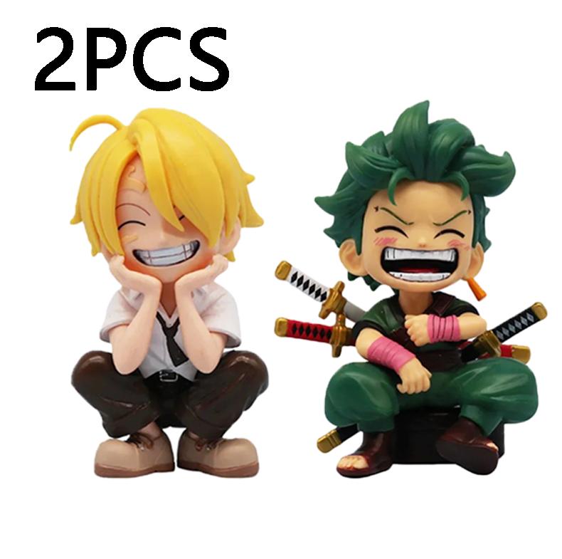 13.5 CM Peripheral Series Luffy Solon Sanji Qversion Sitting Posture Childrens Model Figurine Toy Gift Collectibles