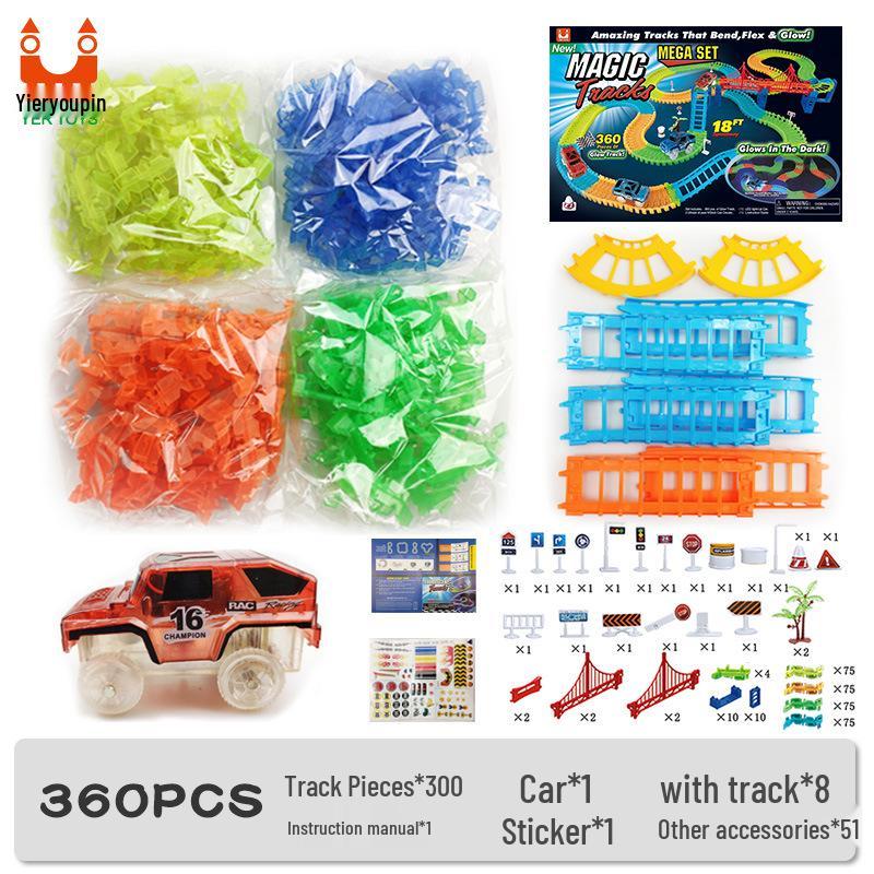 Luminous Magic Track Set: 360-Piece Electric Building Blocks for Kids