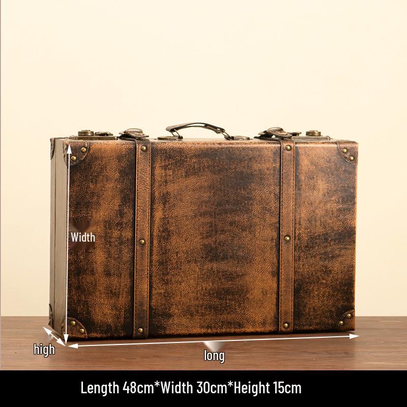 Vintage American Retro Leather-Wooden Suitcase Display and Photography Prop