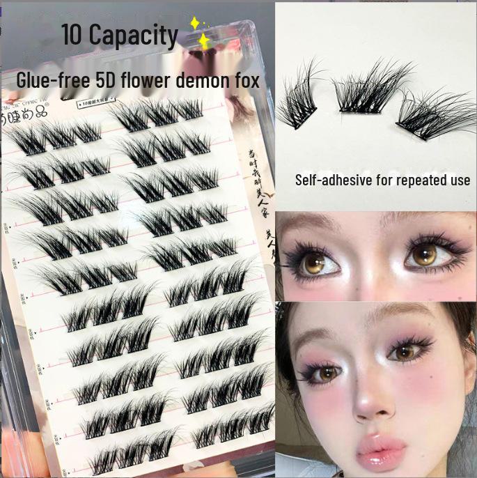 Mengji Shangpin Dense Clustered False Eyelashes, 12 Rows, European & American Style, Light & Volumizing Oblique Fox Eye Design