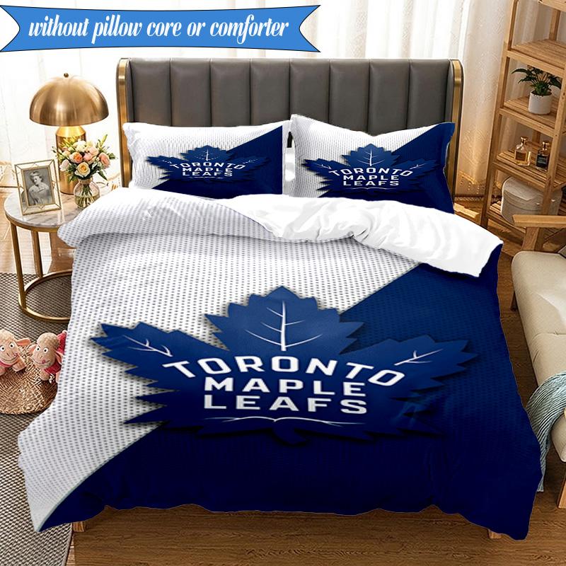 3PCS Toronto Leafs Logo Bedding Set,Including 1pc Duvet Cover And 2pcs Pillowcases Perfect for Bedroom, Dormitory, Fan Christmas Gift