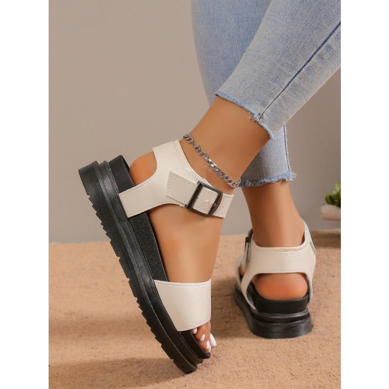 New Large-sized Solid-colored Thick-soled Sandals
