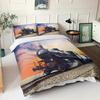 3D Train Digital Printing Duvet Cover Black Gray Retro Steam Train Theme Bedding Set Microfiber Duvet Set Train Track Pillowcase