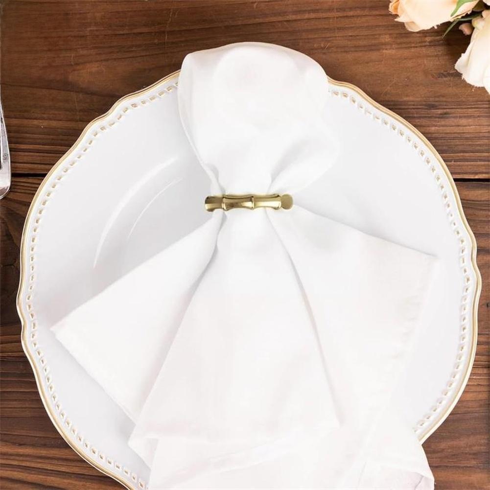 Set mit 6 goldenen Serviettenringen aus Zinklegierung mit Holzknotendekoration für elegantes Tischgeschirr in Hotels und Restaurants