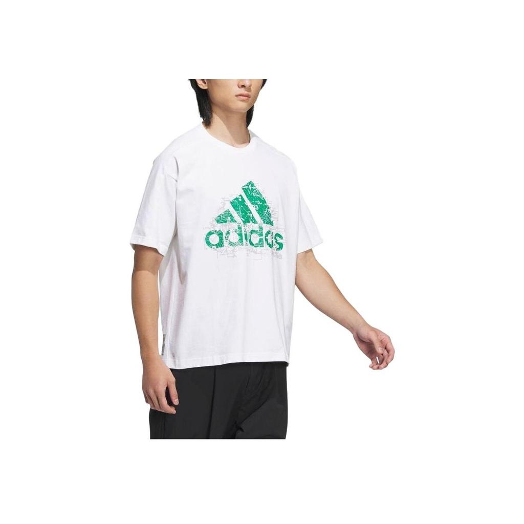 Adidas Logo Print Crew Neck T-Shirt Men Tops White IA9430