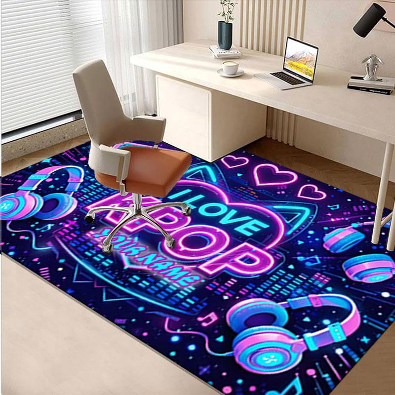 1PC Custom Name Love Kpop Music Festival Theme Floor Mat Ideal for Living Room, Game Rooms, Office, Bedroom,Floor Mat Playful Design