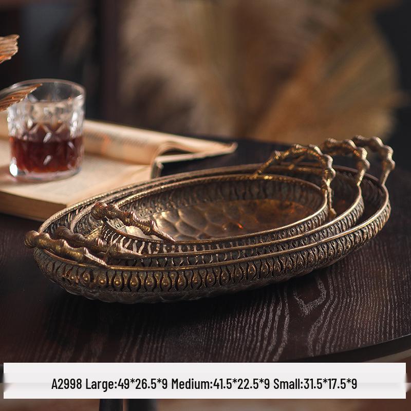 Retro Christmas Iron Art Tray Ornament for Desktop Styling and Decor