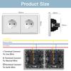 BSEED EU Large Button Wall Switches 1/2Gang 1Way Wall Power Sockets Dual USB Phone Charge Port 5V White Home E-Series