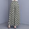 Women's Plus Size Cotton Silk Printed Wide Leg Pants, Elastic Waist Casual Summer Trousers (XL-5XL)