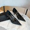 879-6 French temperament lace pointed high heels spring bow mesh stiletto banquet women's shoes bride shoes