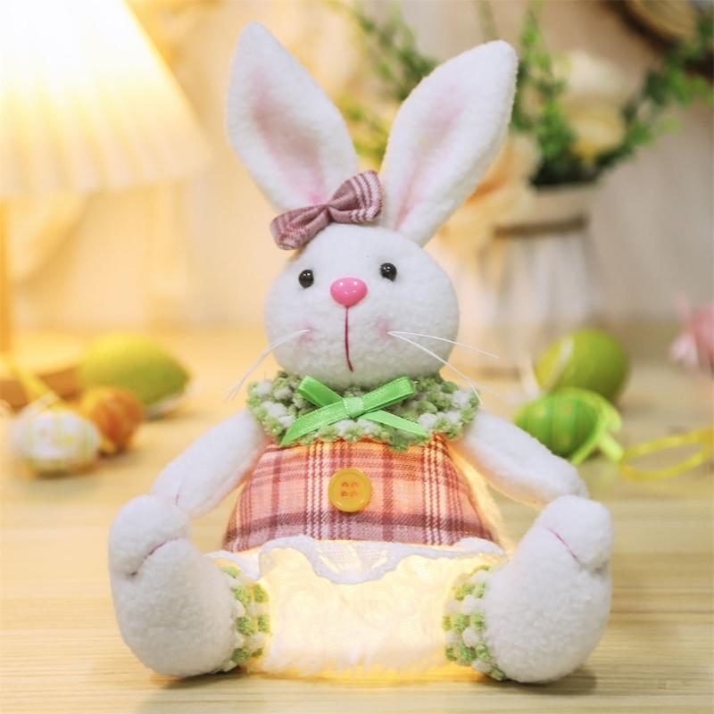 Easter Rabbit Decorations Glowings Easter Rabbit Ornament Handmade Plush Easter Doll Toy for Holiday Table Home