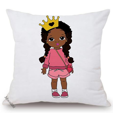 Africa Baby Cartoon Throw Pillow Case Cute Girl Children Room Sofa Bed Decorative Cushion Cover Velvet Soft Pillowcase 45X45Cm